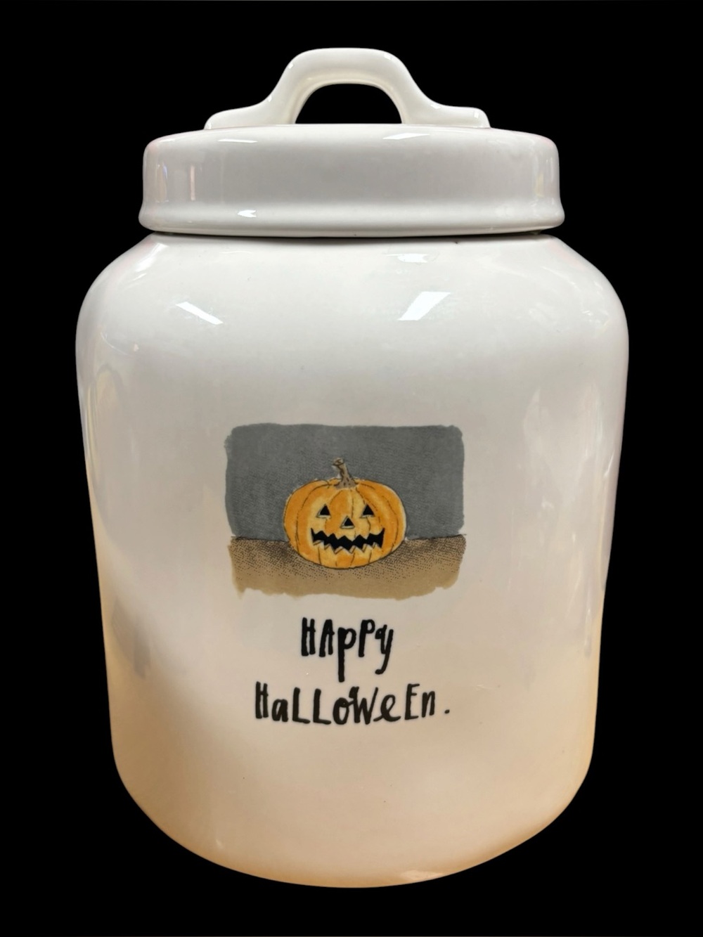 Rae Dunn Artisan Collection Ceramic Happy Halloween Canister Approx. 8’.